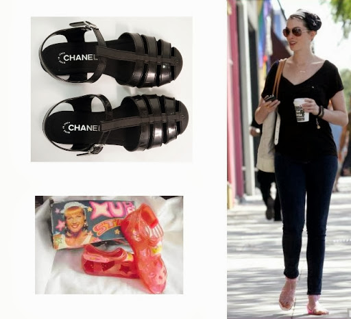 ... Chanel que sea). Abajo: la visionaria Xuxa y sus sandalias. Costado